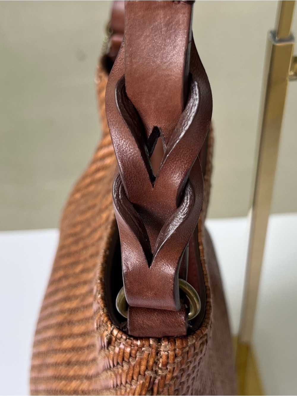 Fossil Vintage Woven Straw Shoulder Bag With Leather Strap - Picture 6 of 13